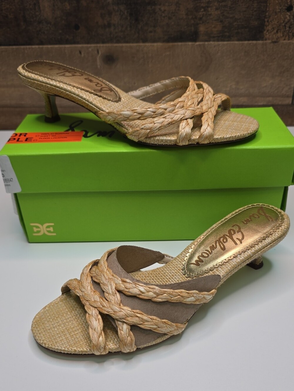 Sam Edelman Beige Braided Kitten Heel Mules